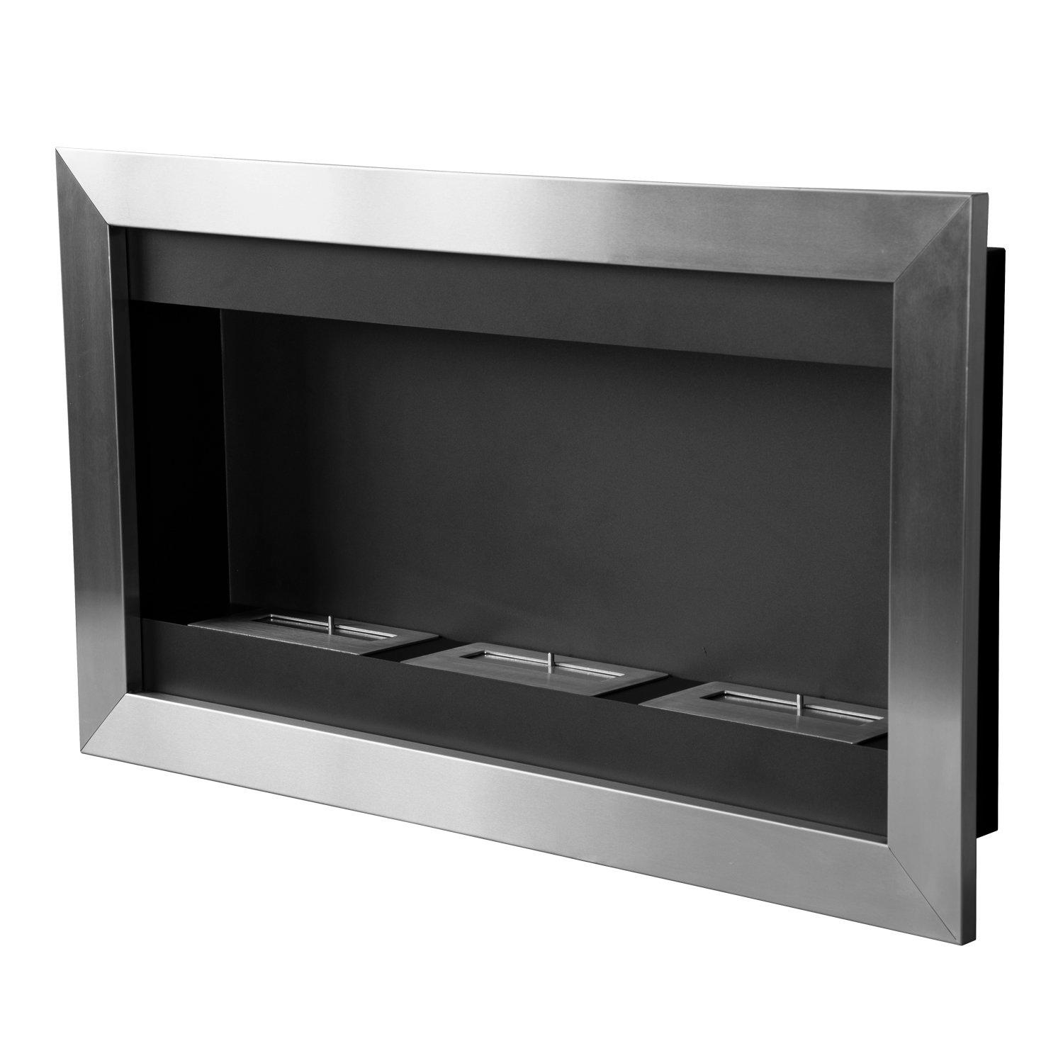 Camino a Bioetanolo da Parete 110x63 cm Inox