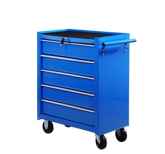 Carrello da Lavoro con 5 Cassetti Porta Utensili Blu 67.5x33x77 cm