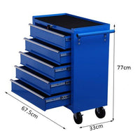 Carrello da Lavoro con 5 Cassetti Porta Utensili Blu 67.5x33x77 cm