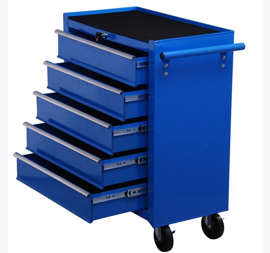 Carrello da Lavoro con 5 Cassetti Porta Utensili Blu 67.5x33x77 cm