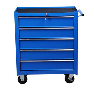 Carrello da Lavoro con 5 Cassetti Porta Utensili Blu 67.5x33x77 cm