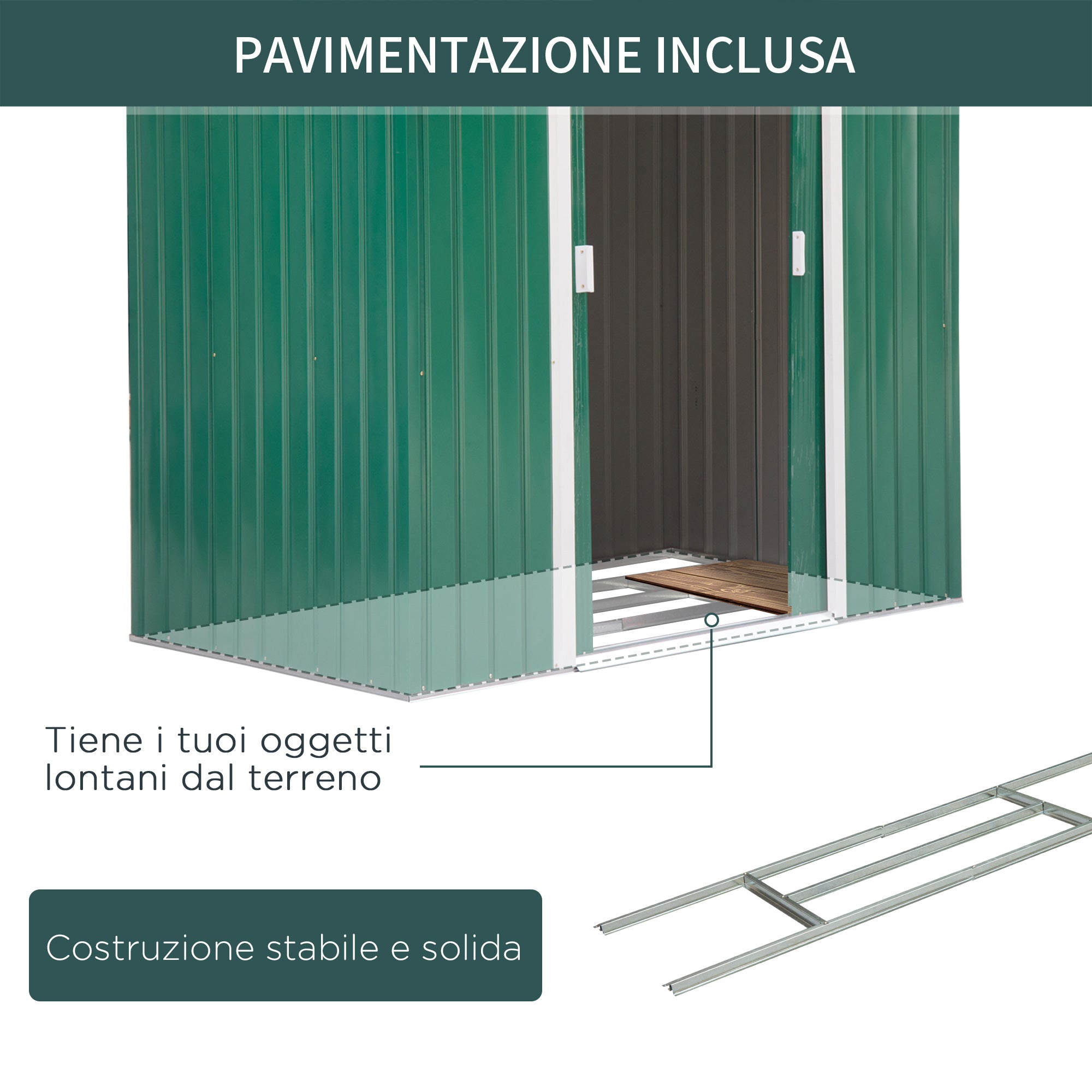 Casetta Box da Giardino in Lamiera 213x127x185 cm