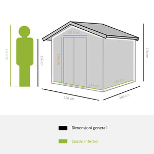 Casetta Box da Giardino in Lamiera Verde 246x192.5x177.5 cm