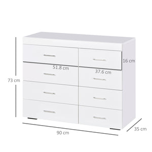 Cassettiera per Casa e Ufficio in Legno Bianco 90x35x73 cm