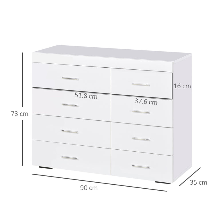 Cassettiera per Casa e Ufficio in Legno Bianco 90x35x73 cm