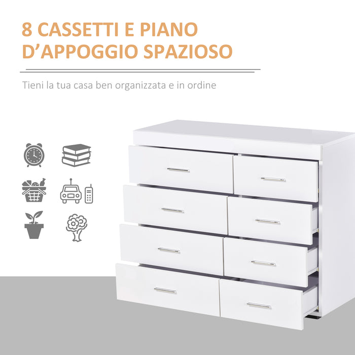 Cassettiera per Casa e Ufficio in Legno Bianco 90x35x73 cm