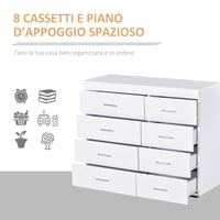 Cassettiera per Casa e Ufficio in Legno Bianco 90x35x73 cm