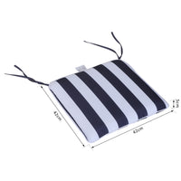 Set 6 Cuscini per Sedia Sfoderabili 100% Poliestere Bianco e Blu 42x42x5 cm