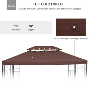 Tetto di Ricambio per Gazebo da Giardino Impermeabile Doppio Tetto 3x4m