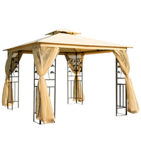 Gazebo da Giardino di Lusso 3x3m in Metallo con Zanzariera Panna