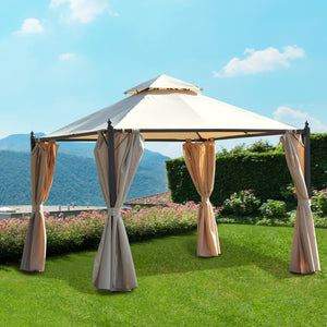 Gazebo da Giardino Impermeabile con Pannelli Laterali Beige 3x3m