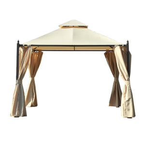 Gazebo da Giardino Impermeabile con Pannelli Laterali Beige 3x3m