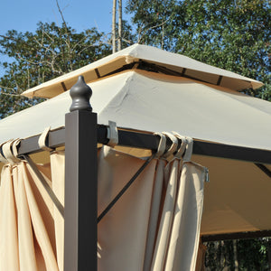 Gazebo da Giardino Impermeabile con Pannelli Laterali Beige 3x3m