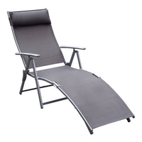 Lettino Prendisole Relax Pieghevole Telaio in Metallo Grigio 137x63.5x100.5 cm