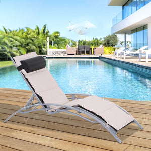 Lettino Chaise Longue da Giardino da Giardino Poltrona Relax Reclinabile in Alluminio 170x64x80 cm