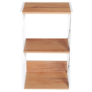 Libreria Scaffale 3 Ripiani con Struttura in Acciaio Bianco e Ripiani in Legno 40x35x72.5 cm