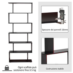 Libreria di Design in Legno Nero 80x24x191 cm