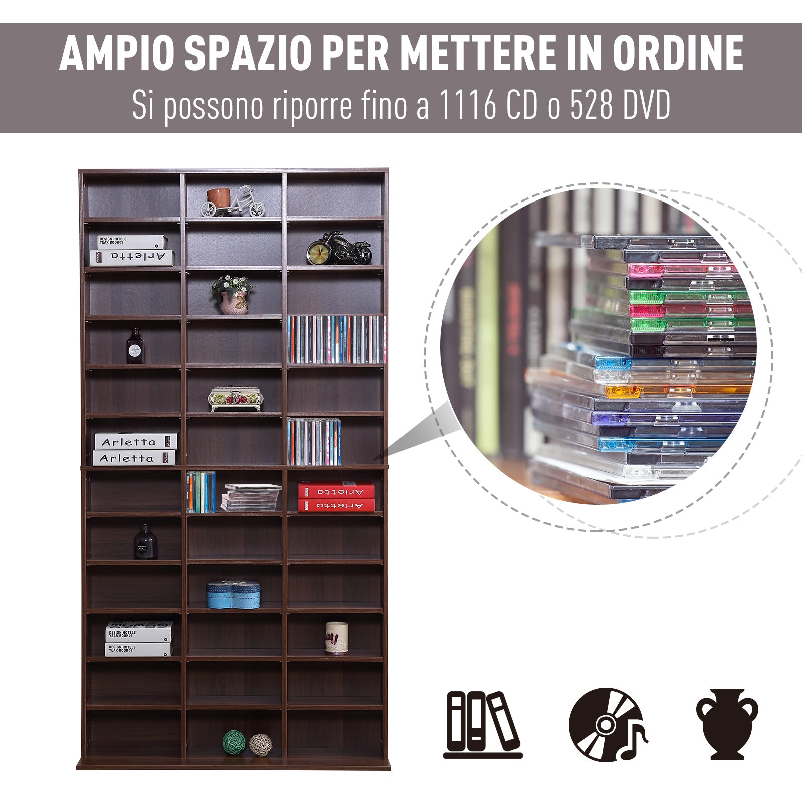 Libreria da Muro in Legno Marrone 195x102x23.5 cm