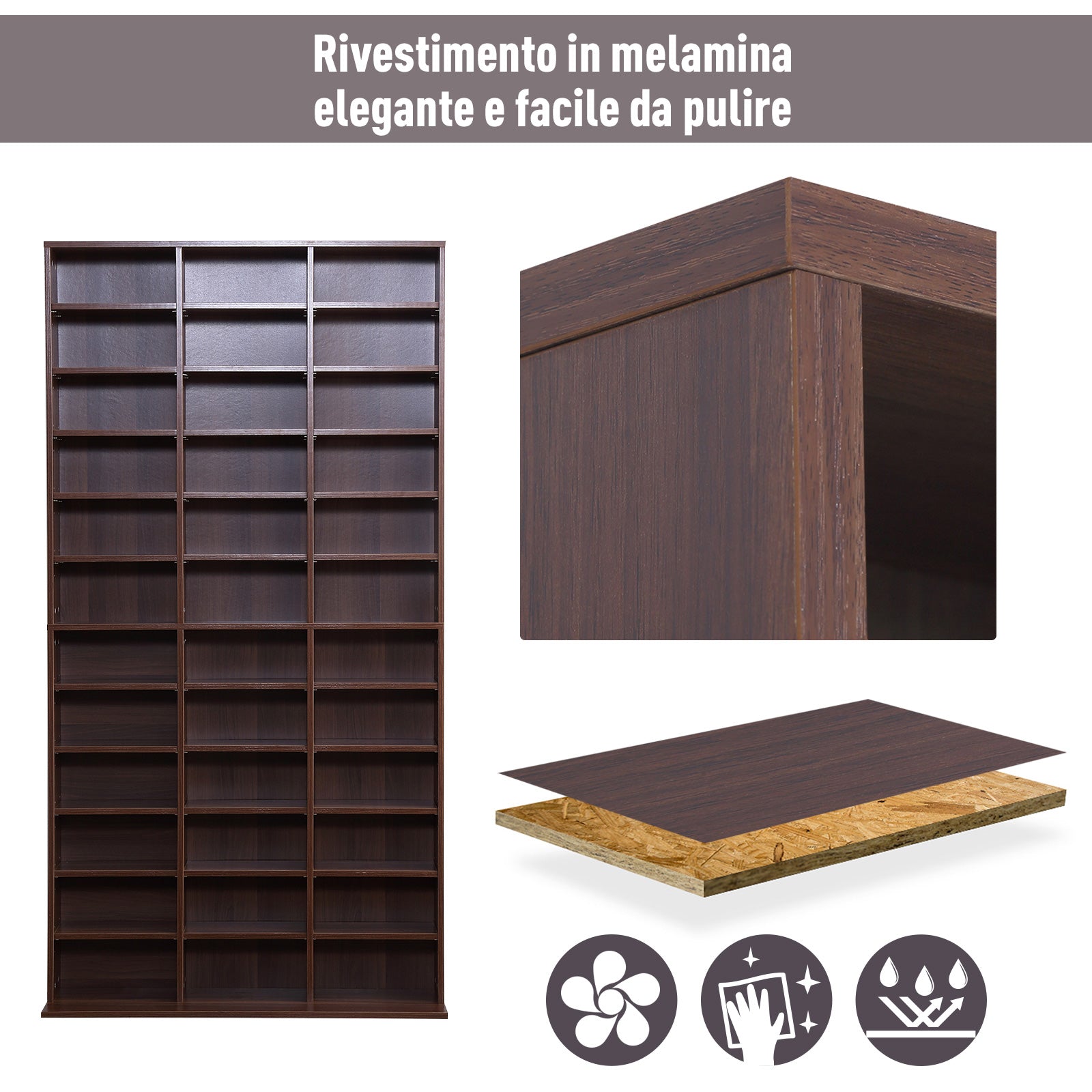 Libreria da Muro in Legno Marrone 195x102x23.5 cm