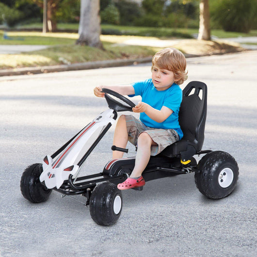 Go-Kart a Pedali per Bambini Bianco e Nero