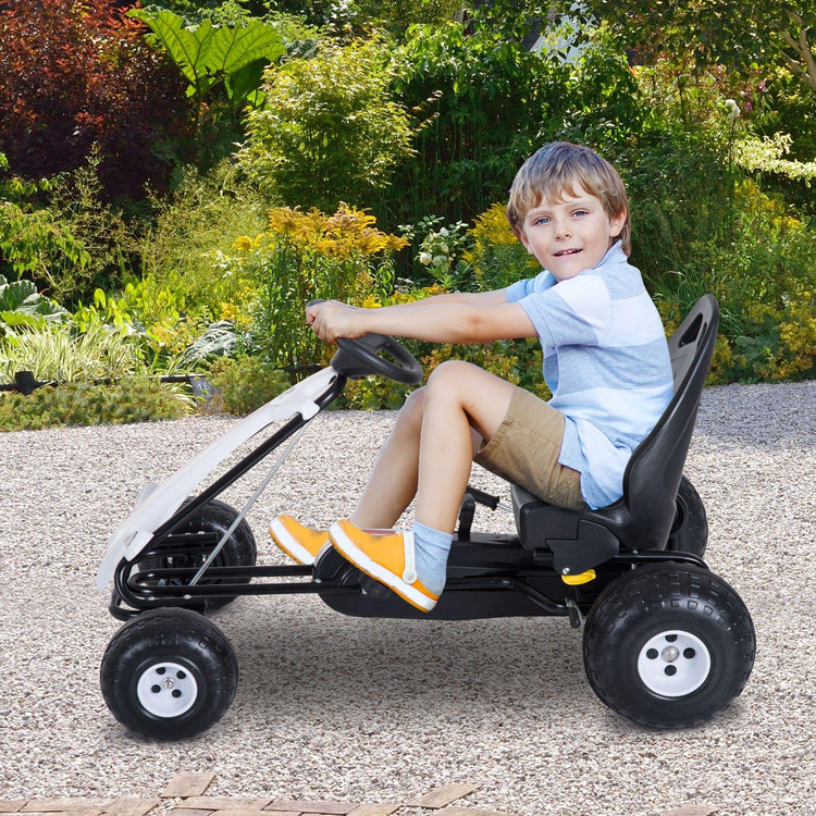 Go-Kart a Pedali per Bambini Bianco e Nero