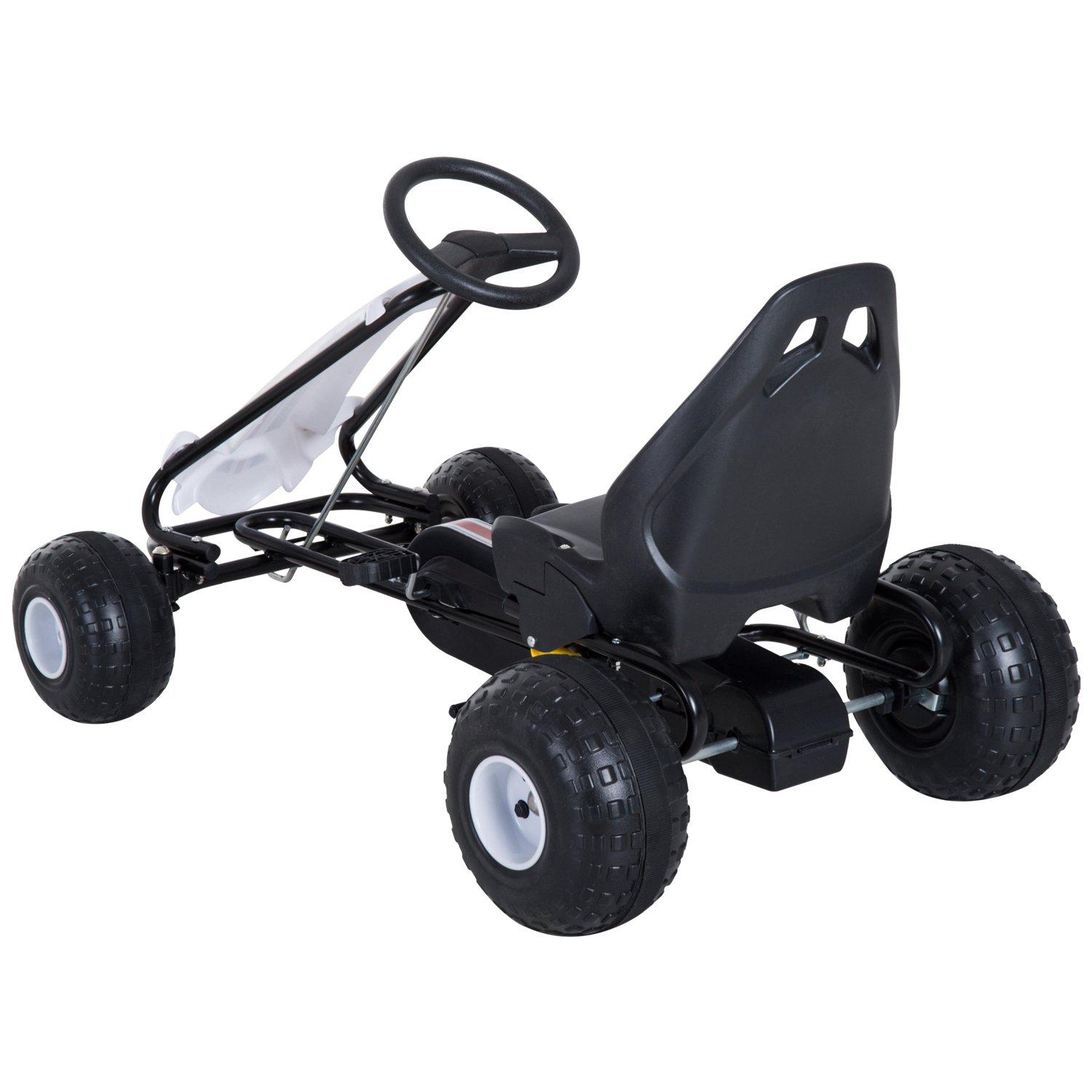 Go-Kart a Pedali per Bambini Bianco e Nero