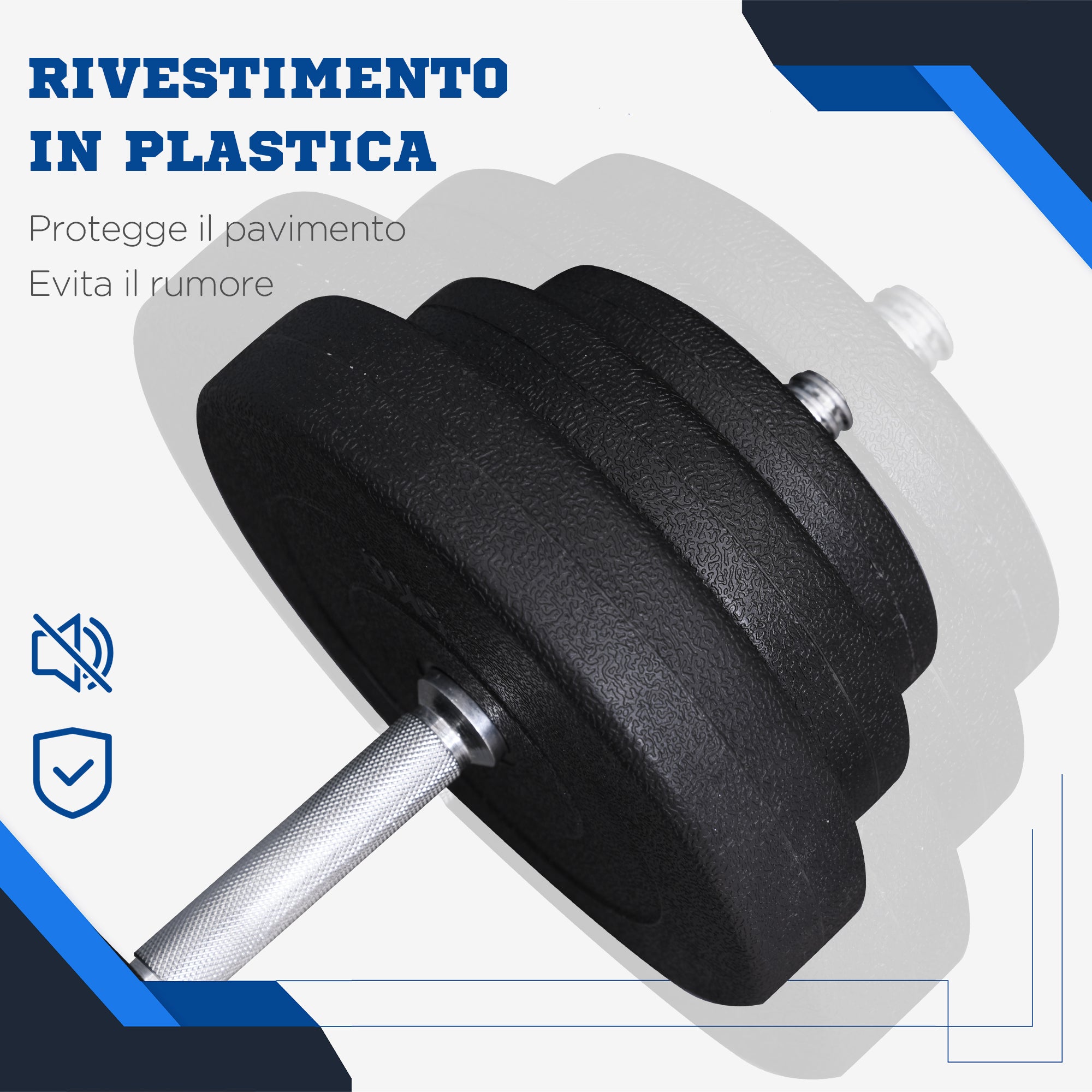 Set di Manubri per Allenamento a Casa in Tubi d'Acciaio e PE Plastica 12 Pezzi 40Kg Nero