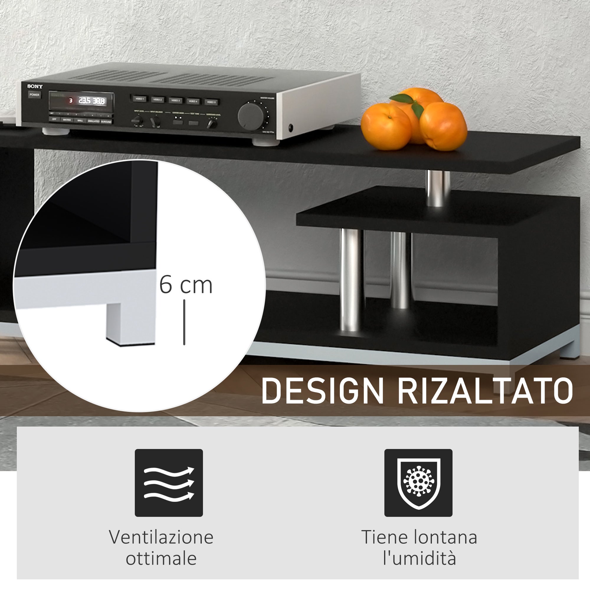 Mobile TV in Legno Nero 114x40x40.5 cm