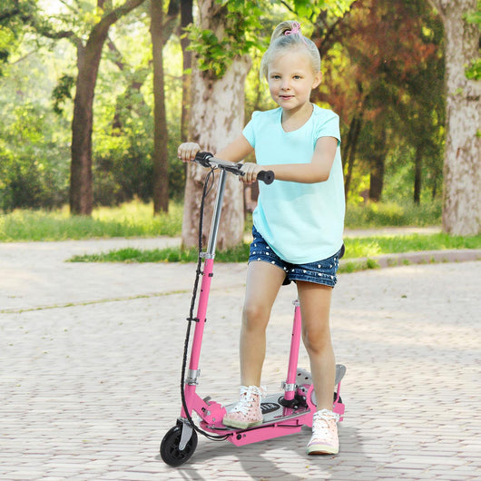 Monopattino Elettrico per Bambini 120W Pieghevole con Sella Rosa