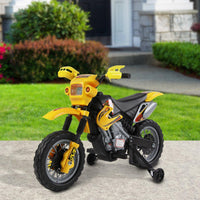 Moto Cross Elettrica per Bambini 6V con Rotelle Giallo