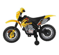 Moto Cross Elettrica per Bambini 6V con Rotelle Giallo