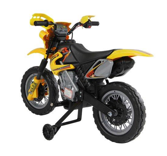 Moto Cross Elettrica per Bambini 6V con Rotelle Giallo