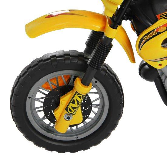 Moto Cross Elettrica per Bambini 6V con Rotelle Giallo