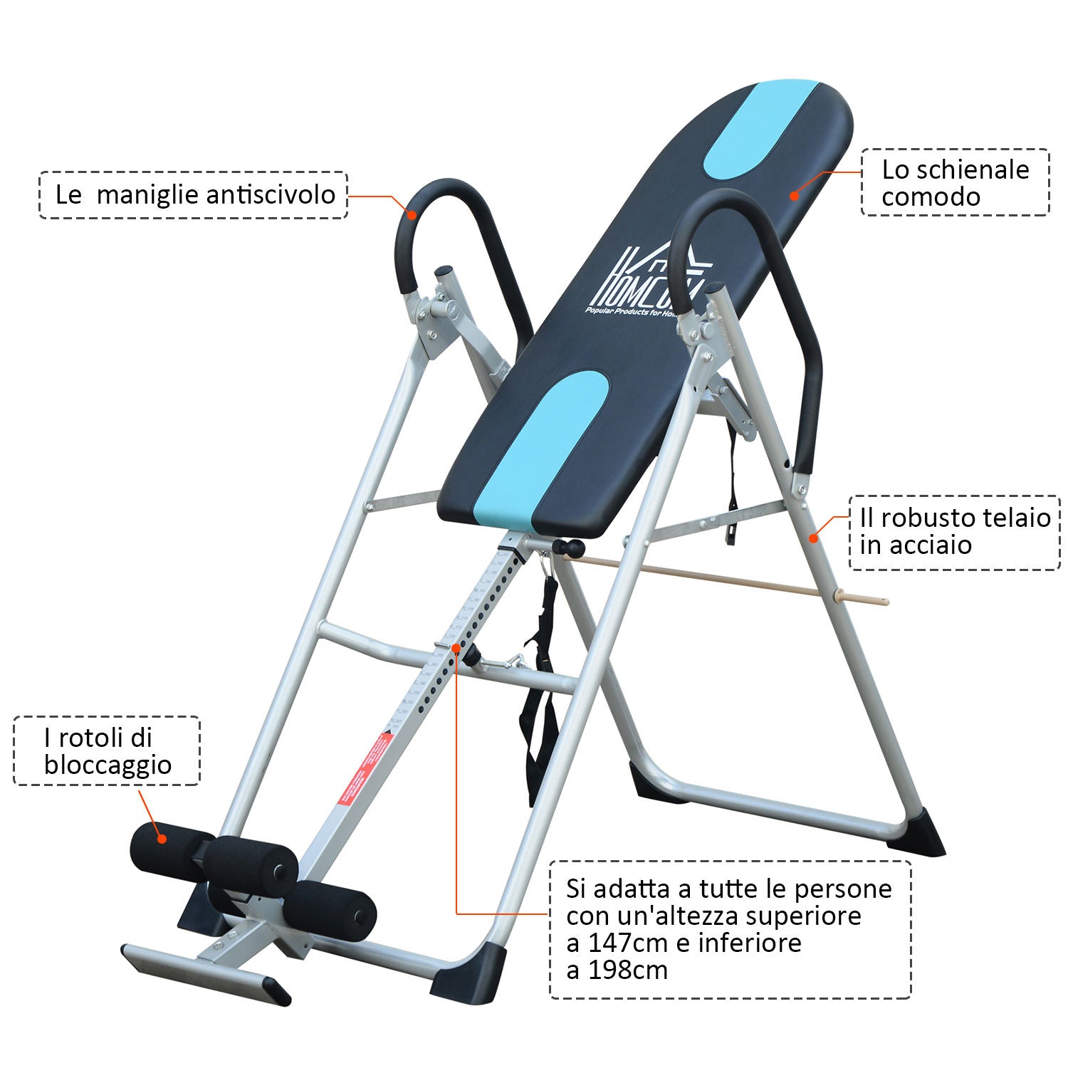 Panca a Inversione Gravitazionale Professionale Imbottita 65x112-142x126