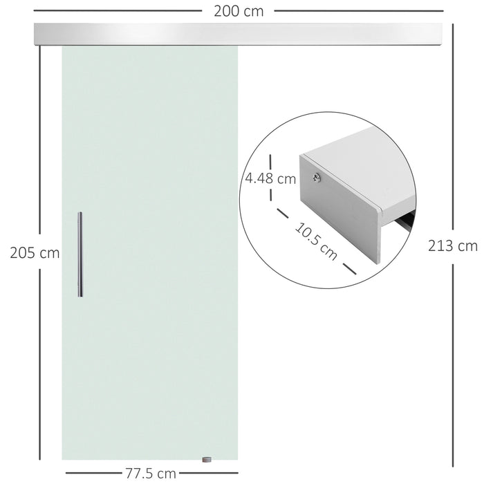 Porta Scorrevole Vetrata 77,5x205 cm Temperata Smerigliata