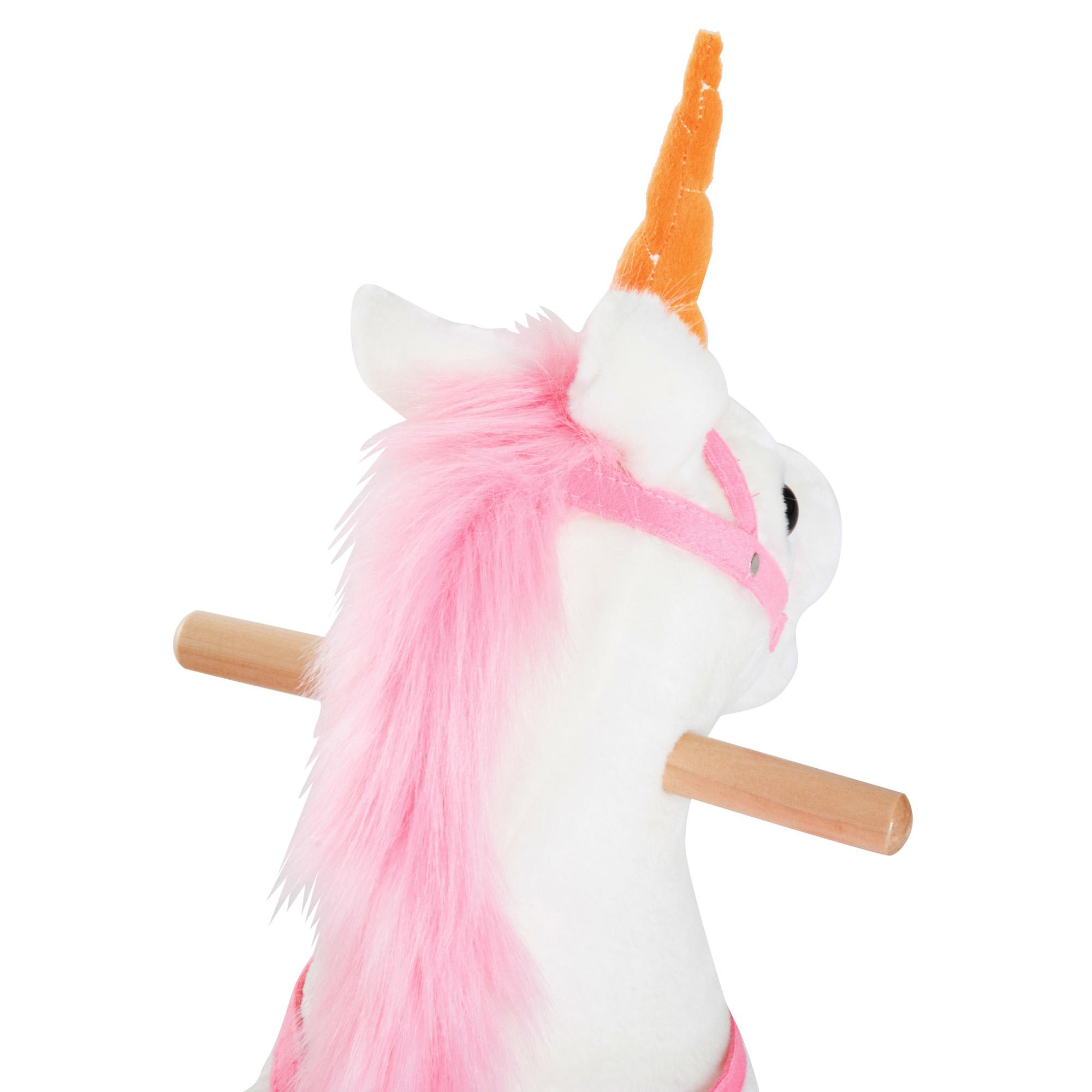 Dondolo per Bambini in Legno Unicorno Cavalcabile Bianco e Rosa