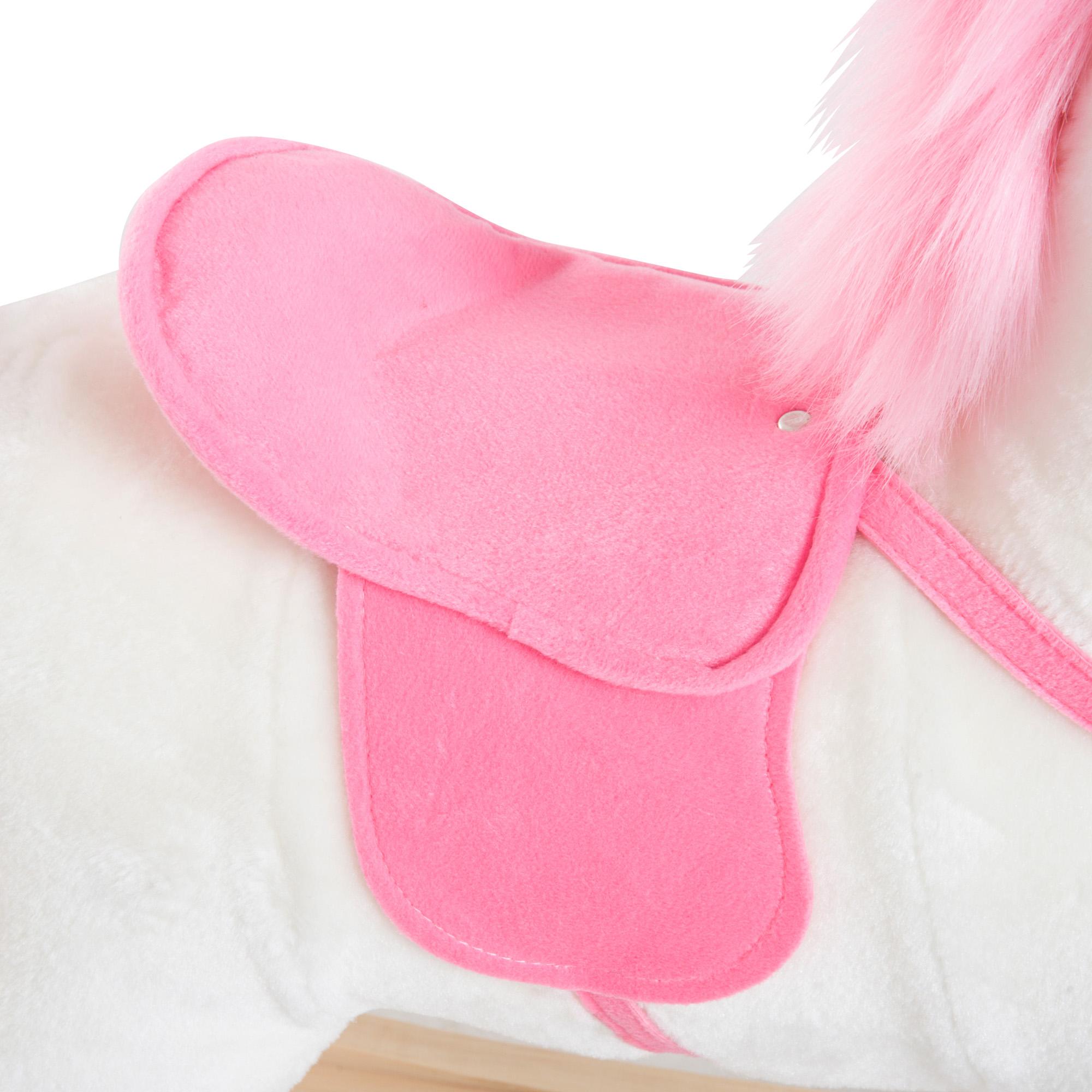 Dondolo per Bambini in Legno Unicorno Cavalcabile Bianco e Rosa