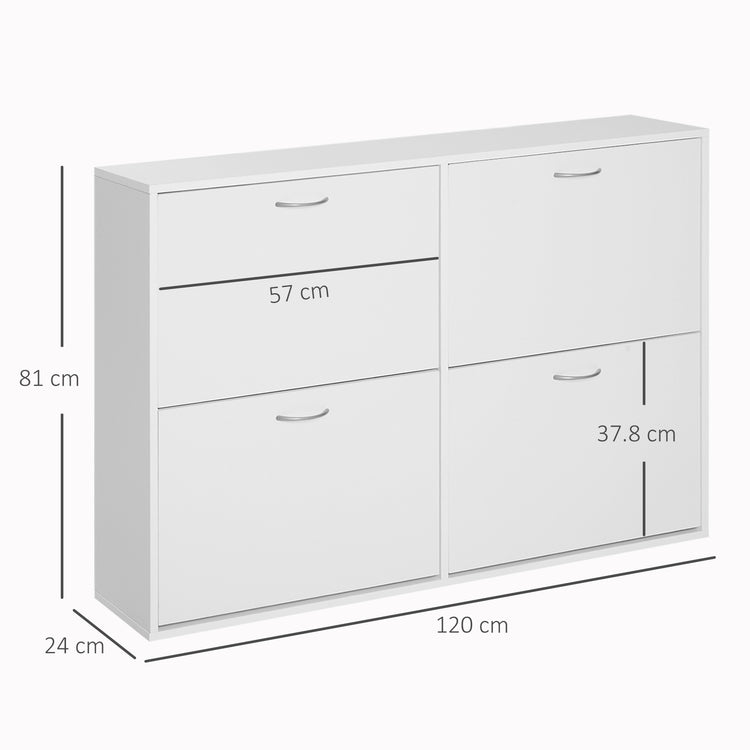 Scarpiera Salvaspazio Capacità 24 Paia in Legno Bianco 120x24x81 cm