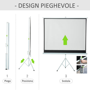 Schermo di Proiezione 84 Pollici Formato 4:3 con Treppiedi