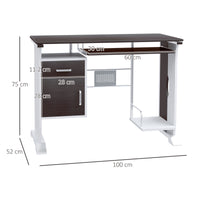 Scrivania da Ufficio Porta PC Cassetti in Legno Marrone 100x52x75 cm