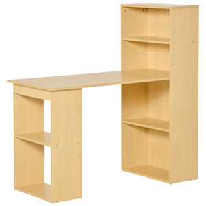 Scrivania con Mensole Libreria in Legno Naturale 120x55x120 cm