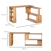 Scrivania Angolare Multiposizione con 5 Ripiani Legno 140x120x78.2 cm