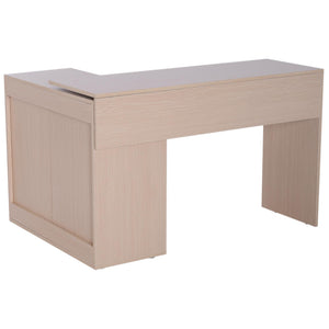 Scrivania da Ufficio Angolare con 2 Ripiani e 2 Cassetti Legno Rovere 117x82x74 cm