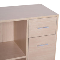 Scrivania da Ufficio Angolare con 2 Ripiani e 2 Cassetti Legno Rovere 117x82x74 cm