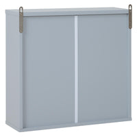 Specchio Armadietto da Bagno Pensile Doppia Porta con Ripiano Regolabile Grigio 48x14.5x45 cm