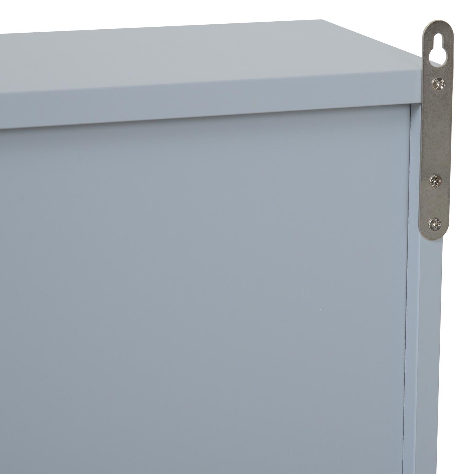 Specchio Armadietto da Bagno Pensile Doppia Porta con Ripiano Regolabile Grigio 48x14.5x45 cm