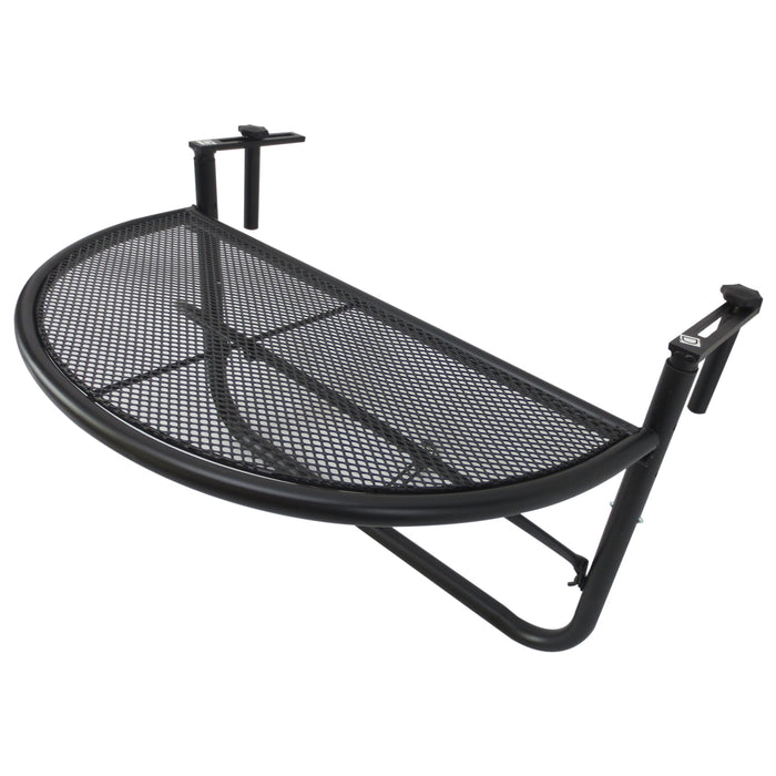 Tavolino Sospeso da Balcone Regolabile in Ferro Nero 60x45x50 cm