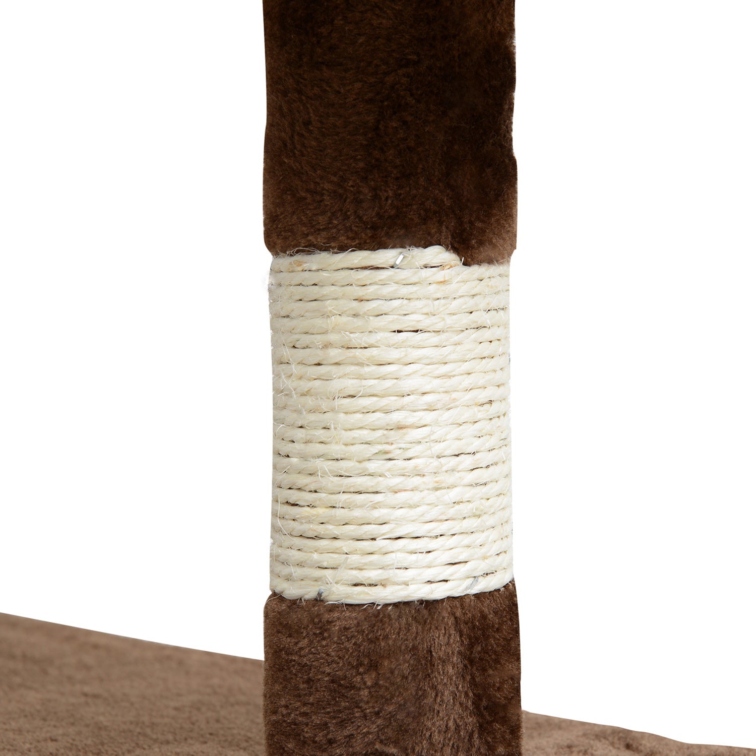 Albero Tiragraffi per Gatti in Peluche e Sisal con Cucce e Pallina Caffè e Crema 50x50x132 cm