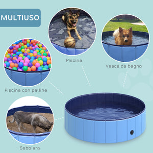 Piscina per Animali Domestici in Plastica Bordo Stabile 120x30 cm Blu