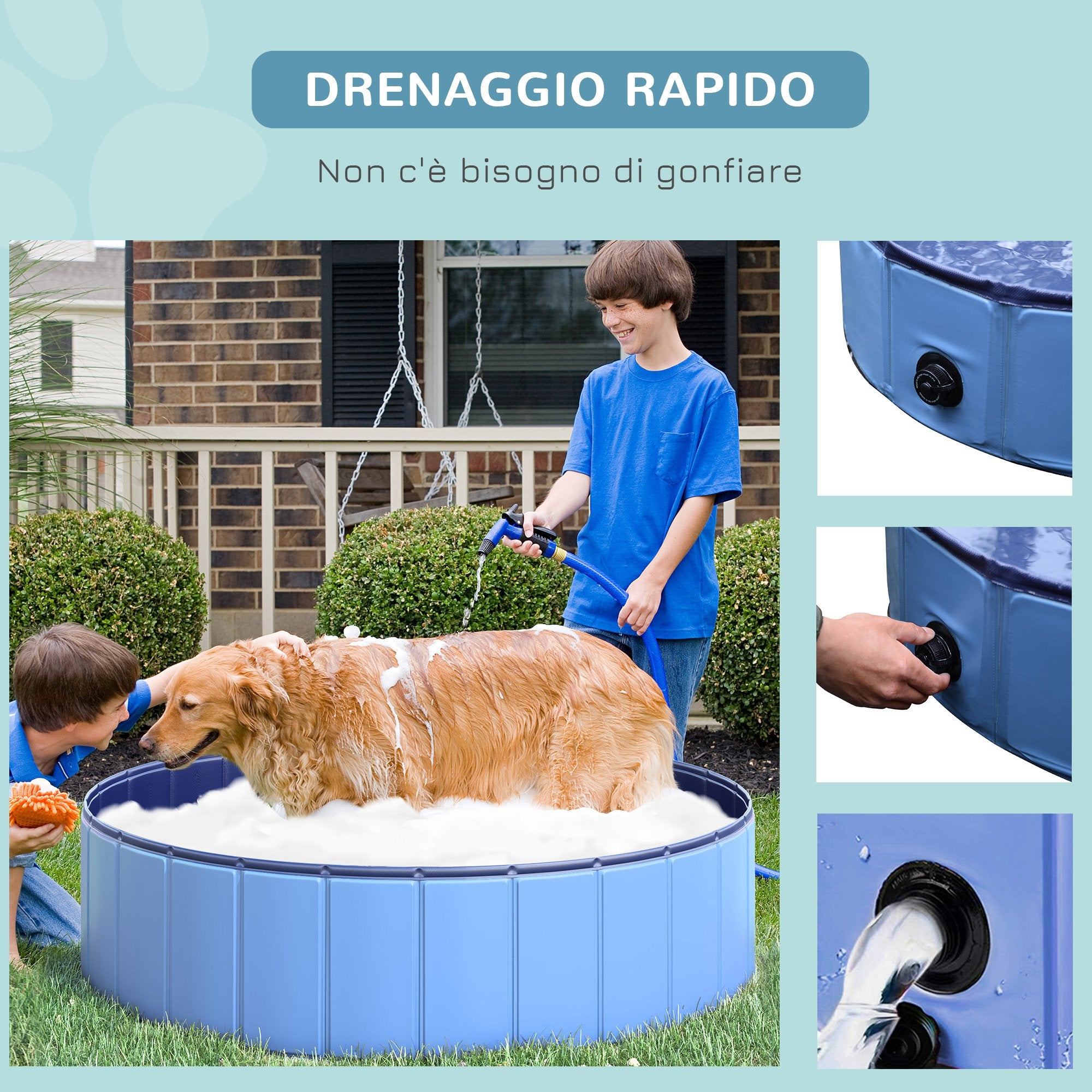 Piscina per Animali Domestici in Plastica Bordo Stabile 120x30 cm Blu